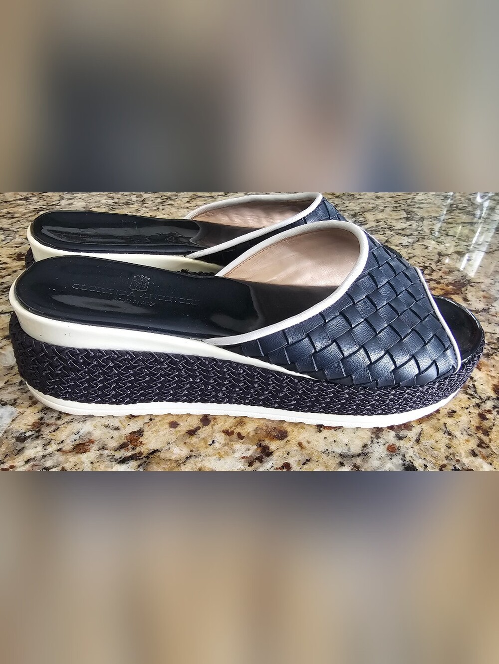 Clorinda Antinori woven leather platform slide sandals signature Italian Design - Picture 7 of 14